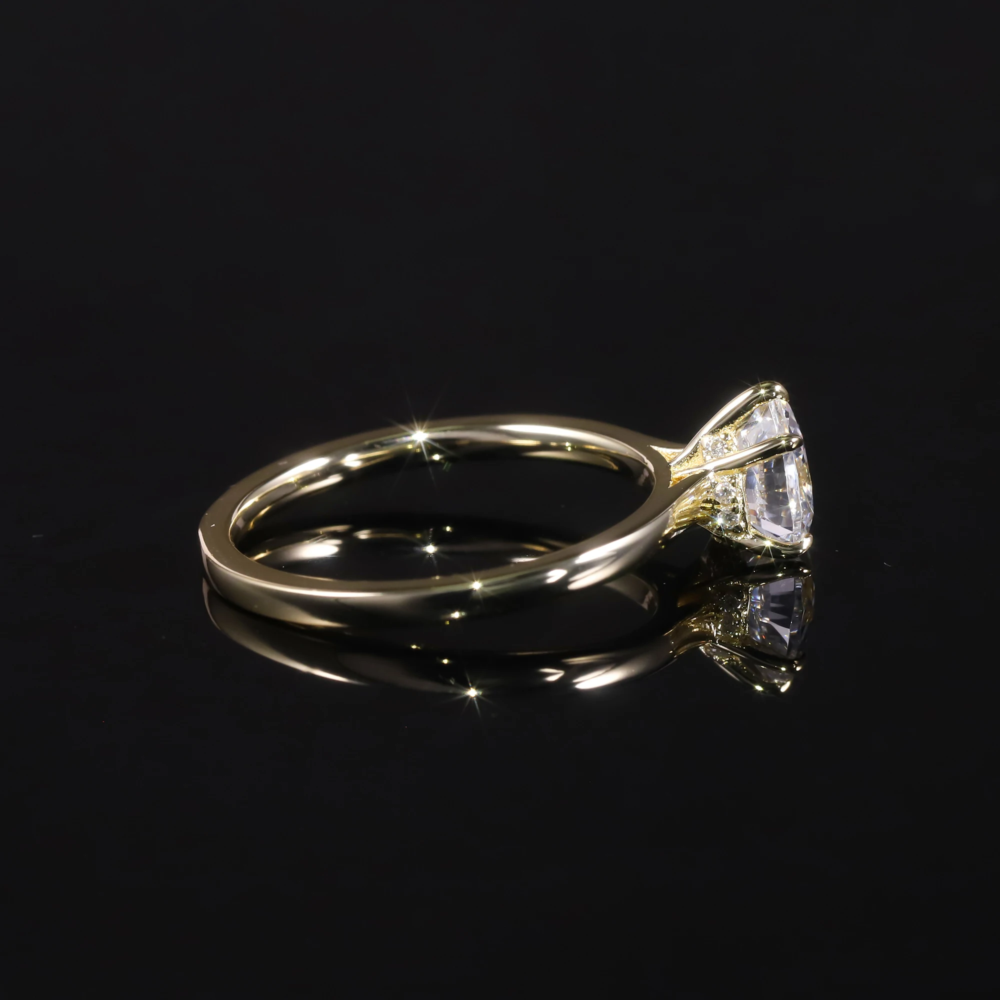 GEM'S BALLET 0.8CTW 6mm شكل قلب فريزيا المخفية هالو مويسانيتي سوليتير خاتم الخطوبة 18k مطلية بالذهب 925 الفضة الاسترليني