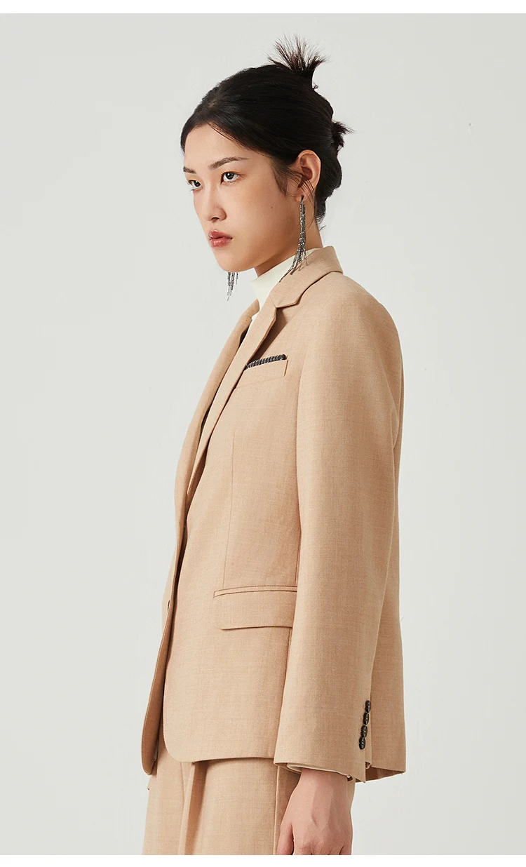 K2613W Designer-Stil Damen-Wollblazer Minimalistischer Premium-Stoff Büro-Mode-Anzugmantel – Detail 4