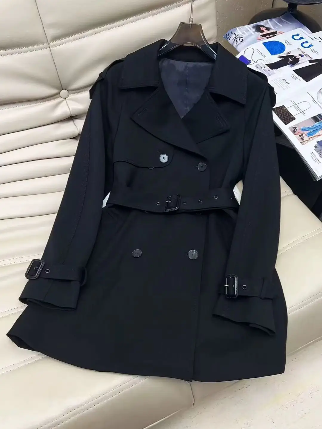 Autumn and Winter Classic Elegant Double-Breasted Mid-Length Trench Coat