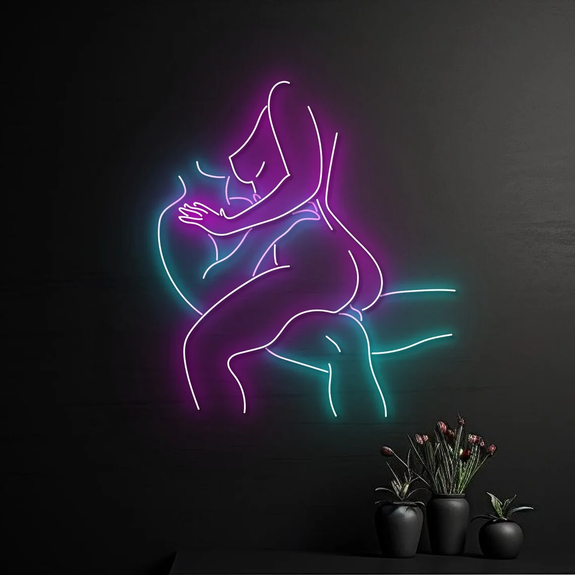 Cuddling Couple Neon Sign Couple Body Wall Art Decor Sexy Couple Lover Personalized Gifts Naked Couple Neon Bar Beer Club Sign