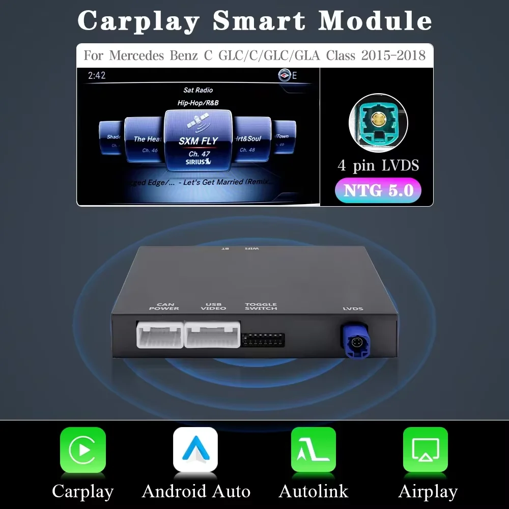 Draadloze Carplay Android Auto Decoder voor Mercedes Benz S Klasse W222 2014-2018 NTG 5.0 Met BT Spiegel link AirPlay Auto Module