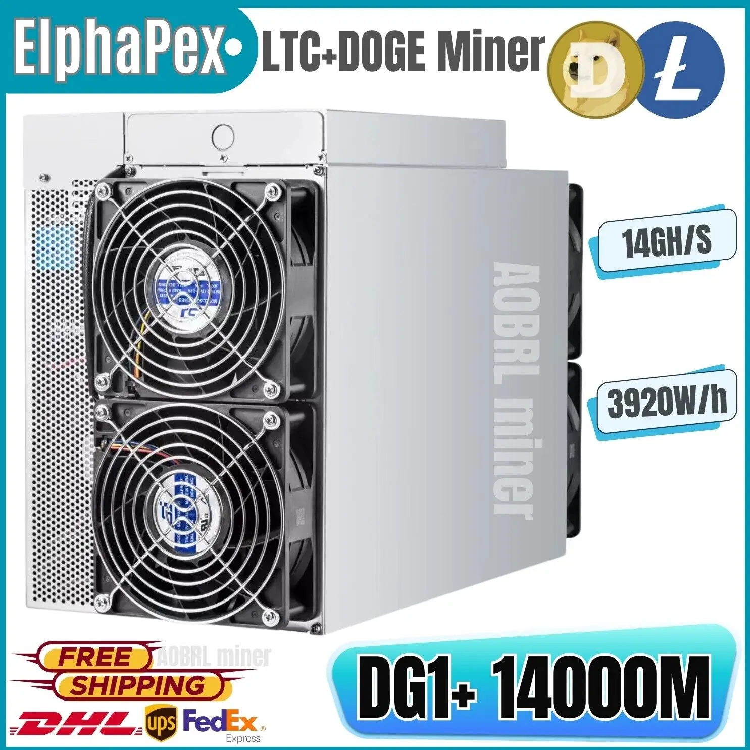 ElphaPex DG 1+ 13GH/s 3920W LTC+DOGE Minatore Algoritmo Scrypt Mining ASIC