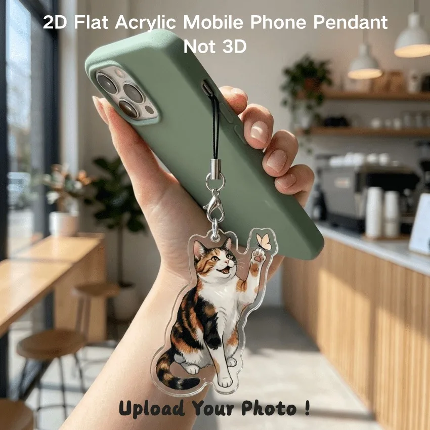 Custom Acrylic Phone Charm, Guinea Pig Photo Personalized Pet Acrylic Hollow Keychain, Cute Animal Pendant, 2d Flat
