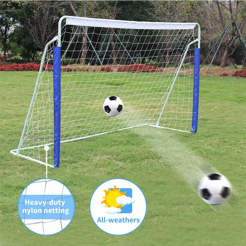 Nouveau jouet sportif de football, but de football pliable pour enfants, comprend un sac de rangement et 8 piquets de fixation au sol, 240x150x90CM, poteaux en fibre de verre de 8 mm et coins en acier. Convient pour l'entraînement au football dans les lieux extérieurs tels que les parcs, les stades et les plages.