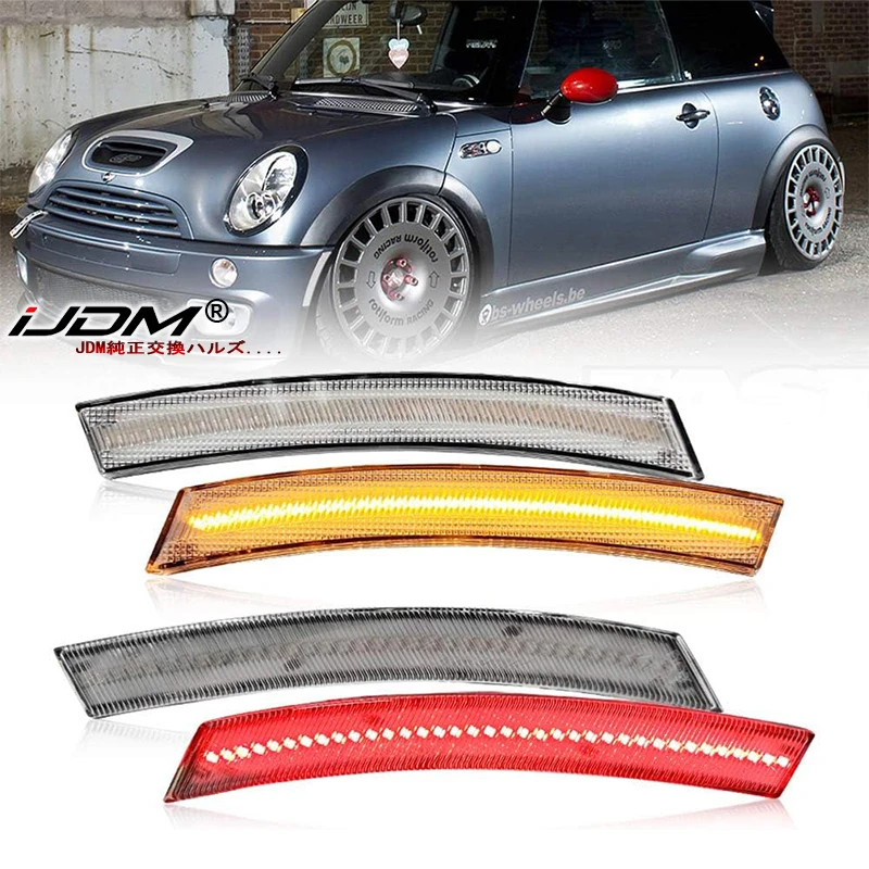 

iJDM Amber/Red Full LED Side Marker Light For MINI Cooper R50 R52 R53, Powered by Total 120-SMD LED, Replace OEM Sidemarker Lamp