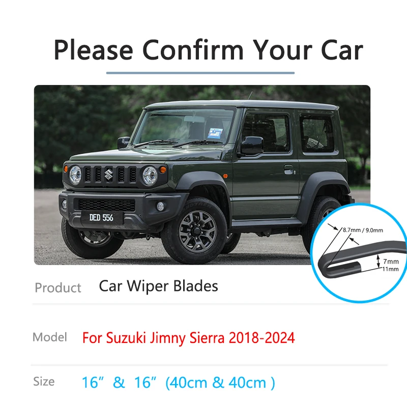 For Suzuki Jimny Sierra JB64W JB74W 2018~2024 Front Wiper Blades Window Windshield Windscraeen Brushes Cleaning Replacement Part