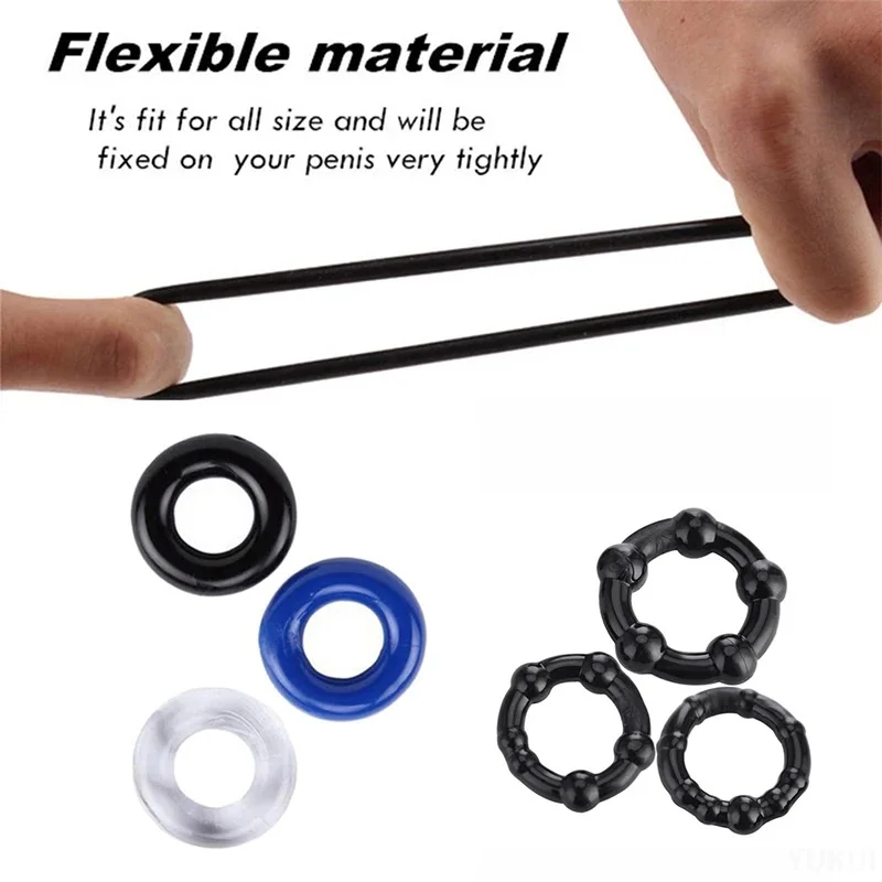 3Pcs Male Cock Ring Sex Toys Delay Ejaculation Penis Enlargement Silicone Durable Penis Ring Sex Toys for Men Dick Enlarger Ring