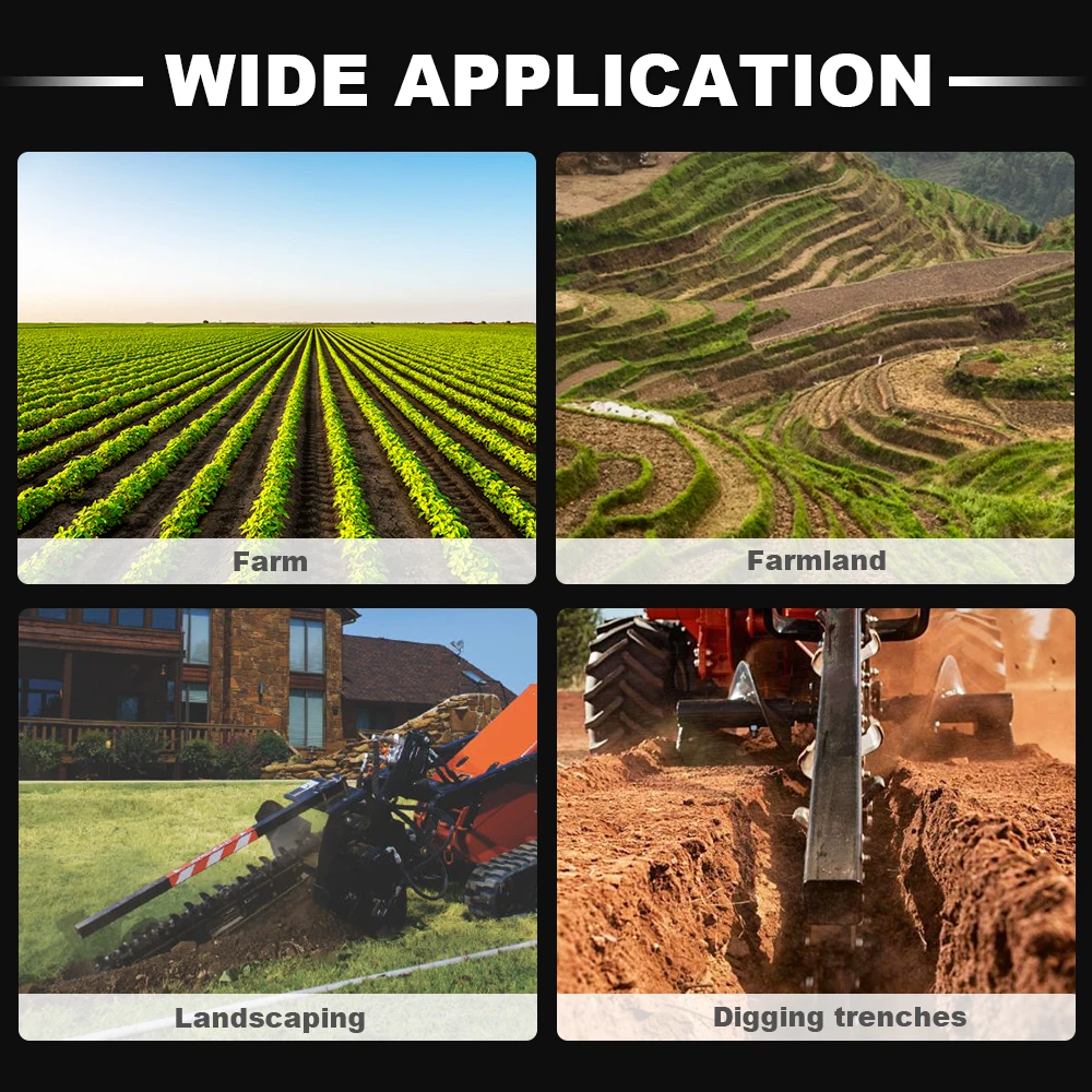 Construction trencher, fast trenching, suitable for small skid steer loaders, suitable for trenches in various soils/rocks