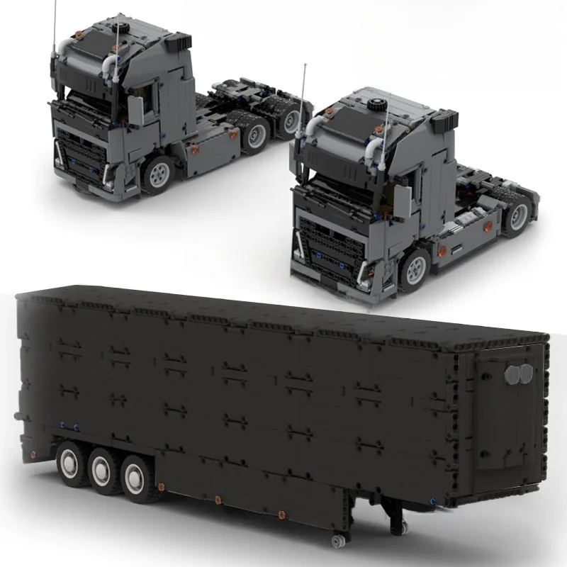 Aangepaste MOC Heavy Duty Technische 4x4 of 6x4 Tractor eenheid Oplegger Container Bouwstenen DIY Voertuig Bakstenen Speelgoed Geschenken - afbeelding 2