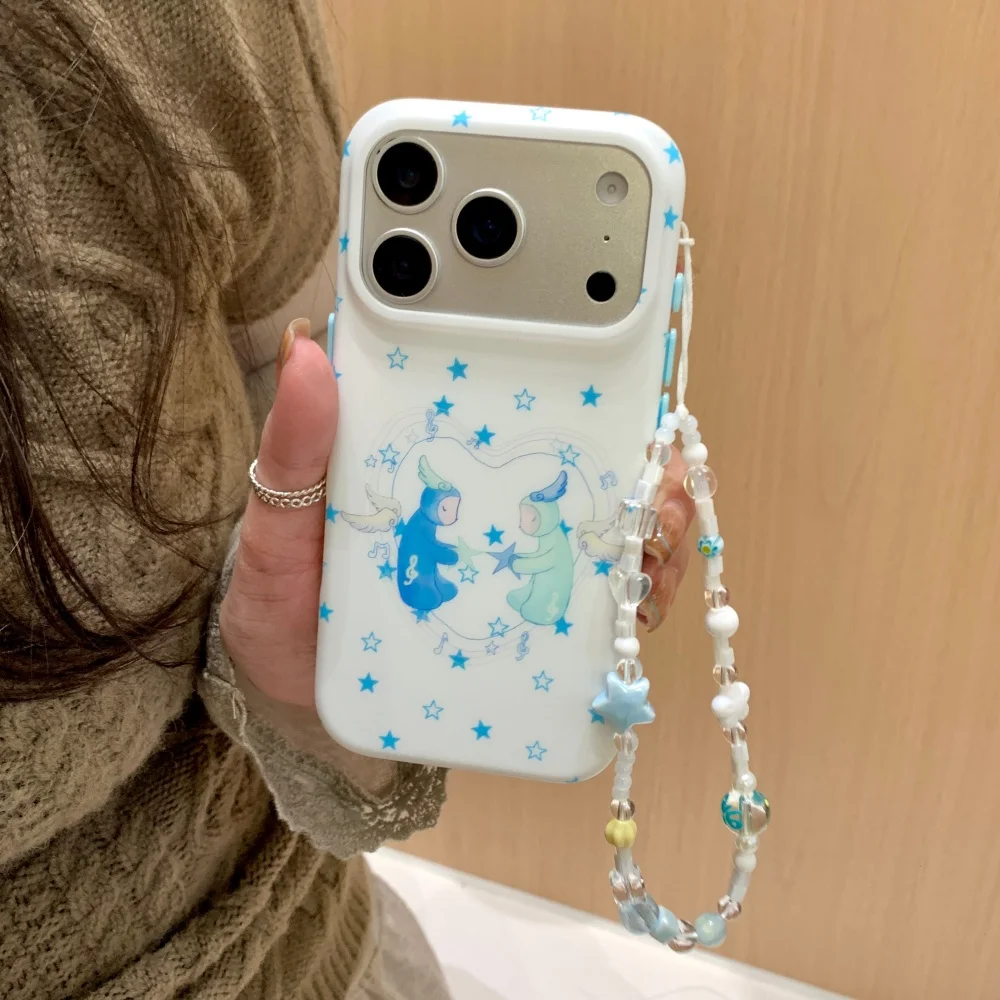 

Creative personalized full-screen star double angel mobile case, for iPhone 14 15 16 17 ProMax, new shock-proof protective case
