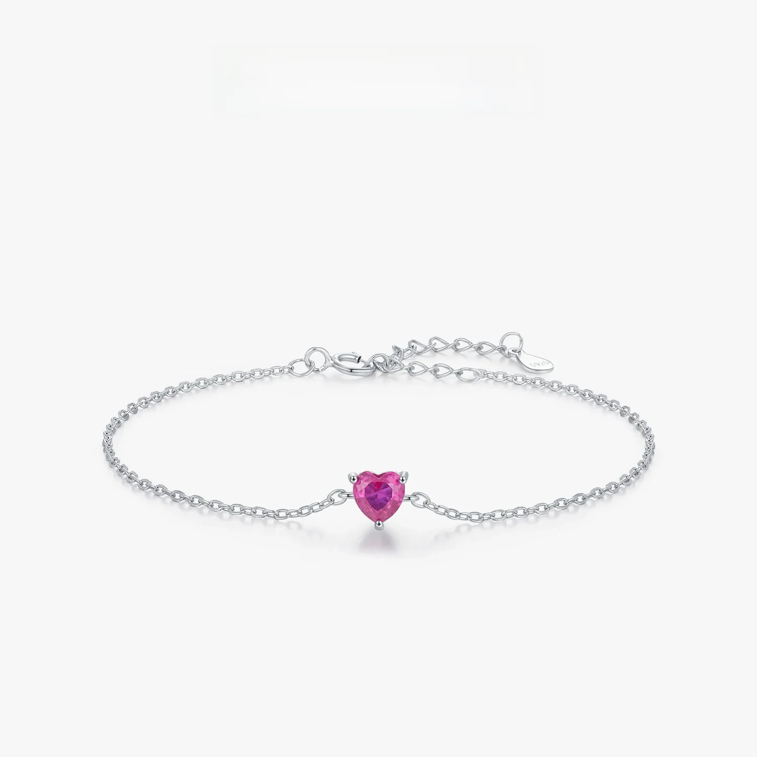 MODIAN 925 Sterling Silver romantyczna róża czerwona cyrkonia bransoletka w kształcie serca elegancki prosty łańcuszek dla kobiet piękna biżuteria na prezenty — zdjęcie 2