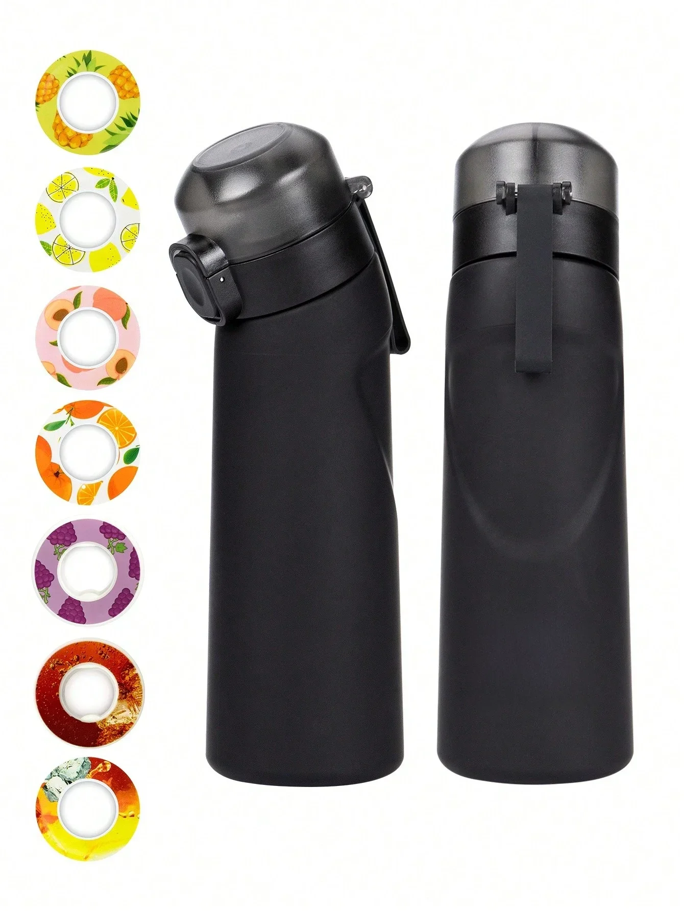 1pc Luft Wasser Flasche Mit 1pc Zufällige Runde Form Geschmack Pod Sport Stroh Kunststoff Tasse Auslaufsicher Outdoor reise Sport Flaschen