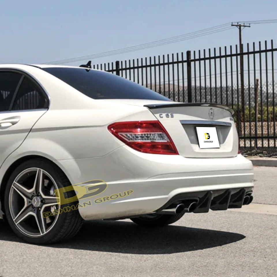 Merc. C Class W204 Pre-Facelift 2007 - 2011 AMG Model Rear Diffuser Left and Right Outputs Piano Gloss Black Surface Plastic