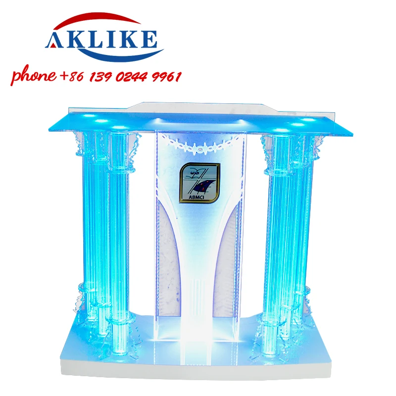 Attractive Pulpit Luminous Podium Customized Logo Auditorium Lectern Chaplain Training Pulpit Clear Church Rostrum Free Shipping