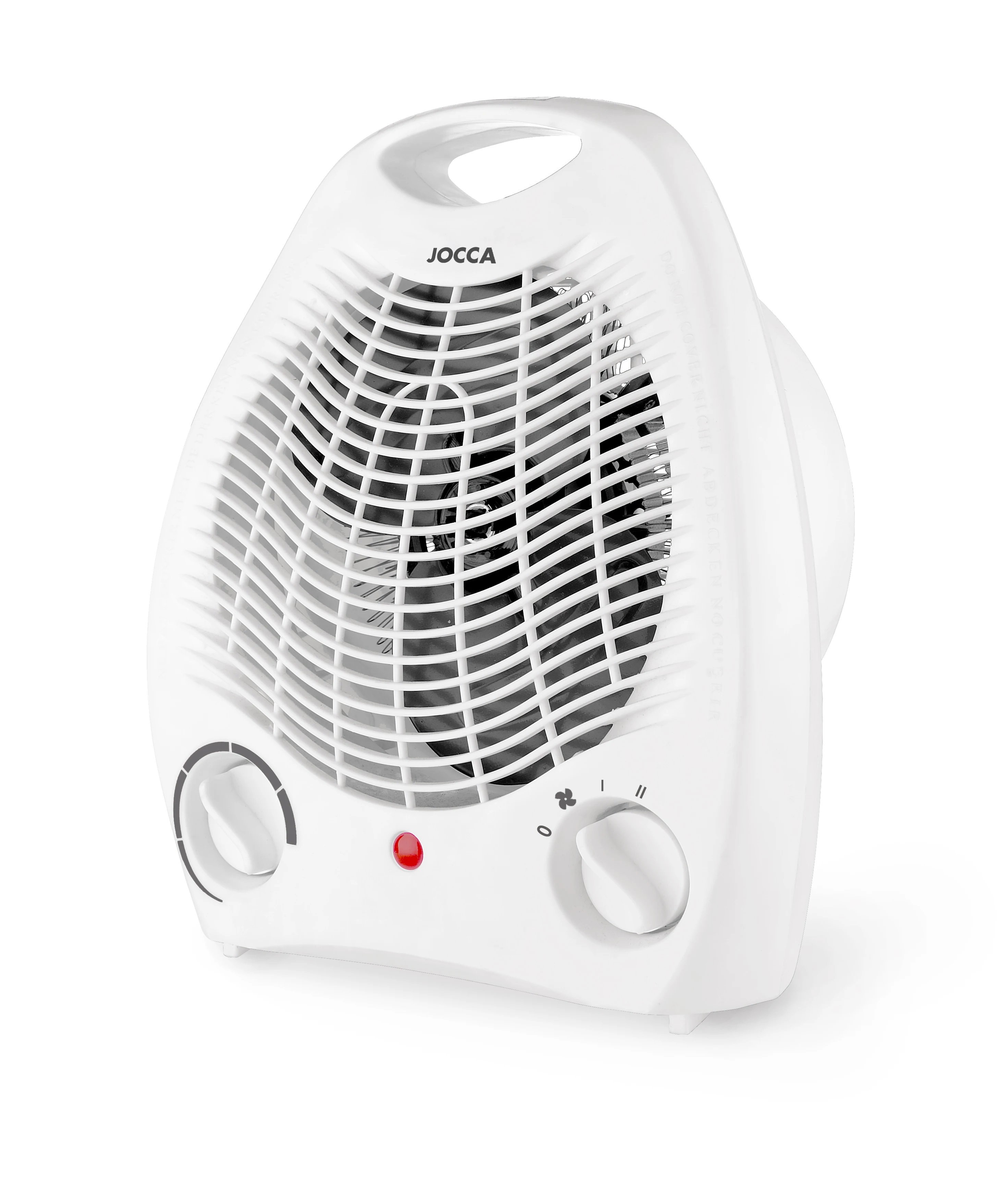 Electric heater JOCCA with 2000W power. Hot and cold air fan. White portable thermofan. Winter stove for heating the house quickly and without