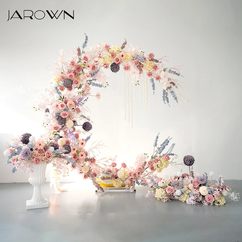 

JAROWN Moon Arch Stand Flower Arrangement Floral Set Artificial Flowers Silk Fake Flower Wedding Background Decoration Party