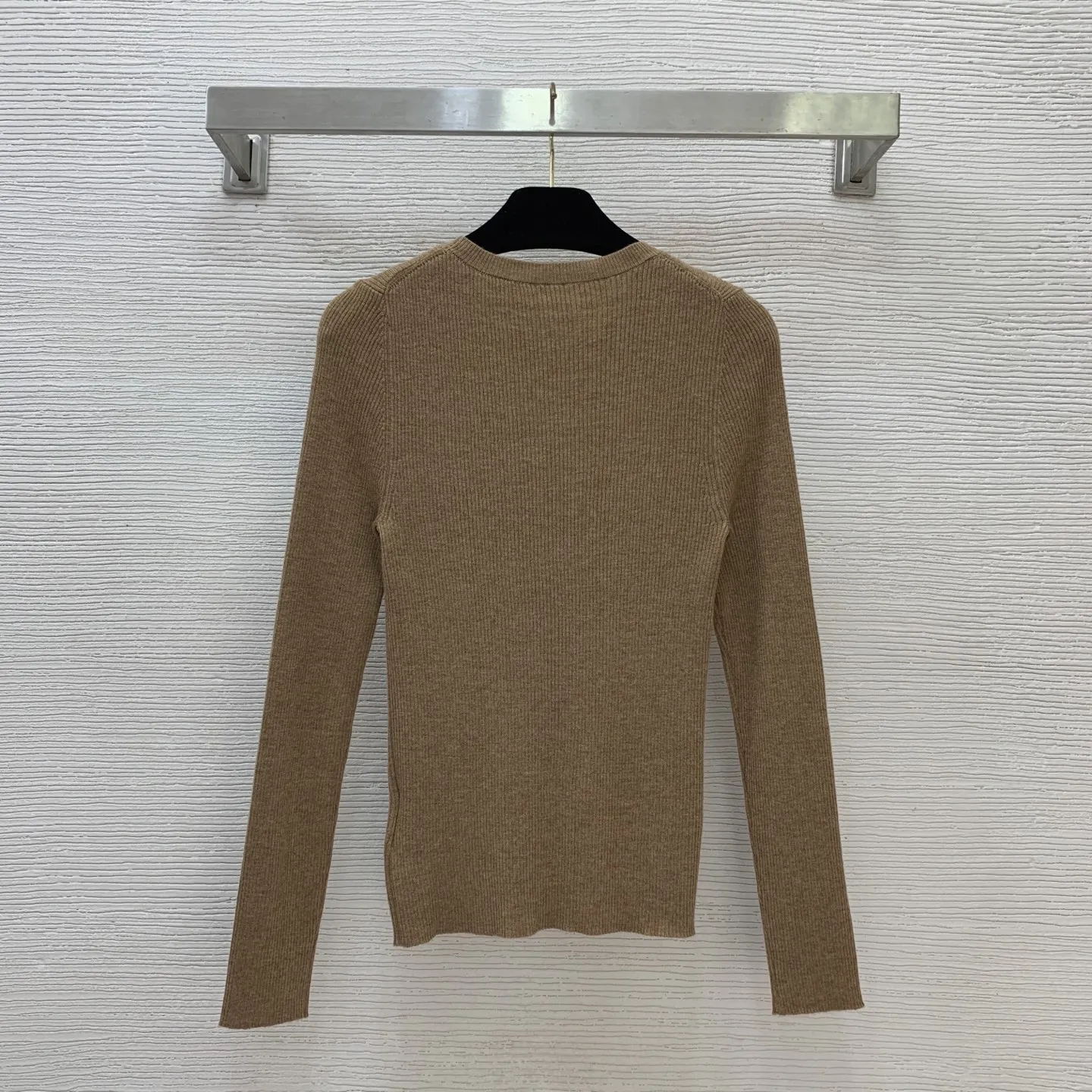 

Women's new super elastic slim fit long sleeved knitted sweater base shirt long sleeved round neck top