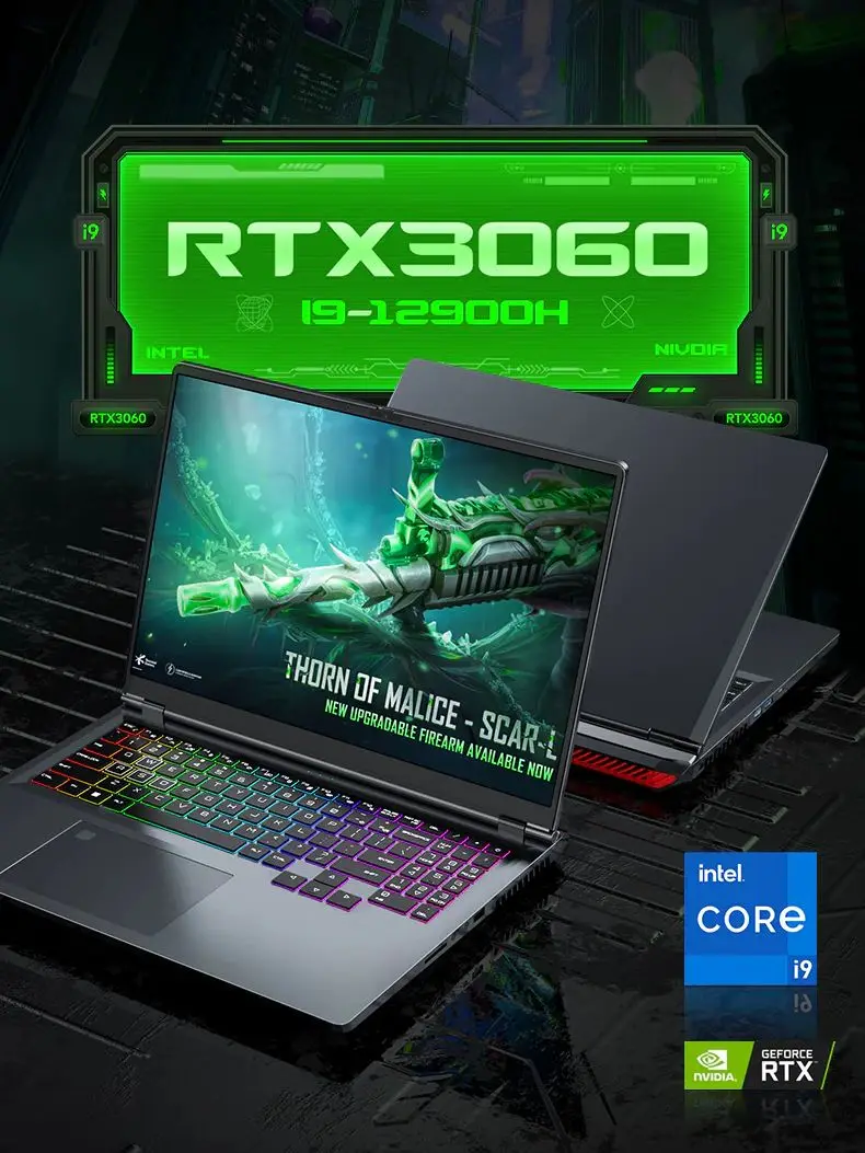 Oushedi i7-12700H 게임북, 16인치 노트북, 좁은 베젤 IPS 2.5K 울트라 HD 스크린, NVIDIA RTX3060, Windows 11, 32GB RAM, SSD