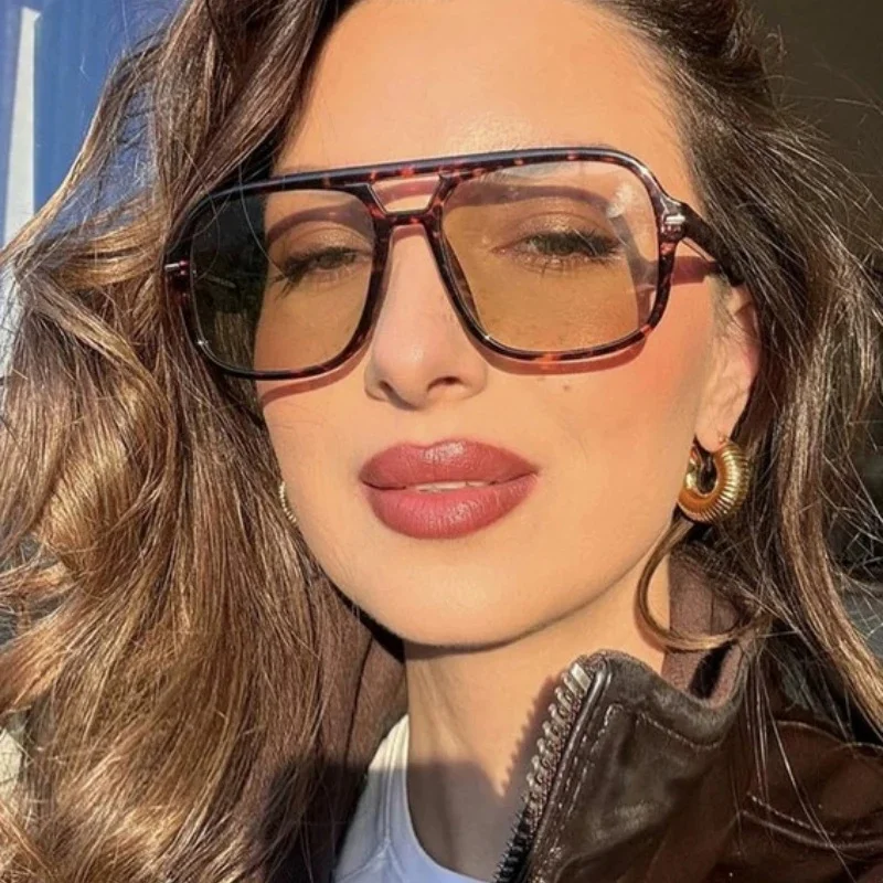 Lunettes de soleil carrées de Style adulte, Double faisceau, Version coréenne personnalisée, tendance, haut de gamme, résistantes aux UV