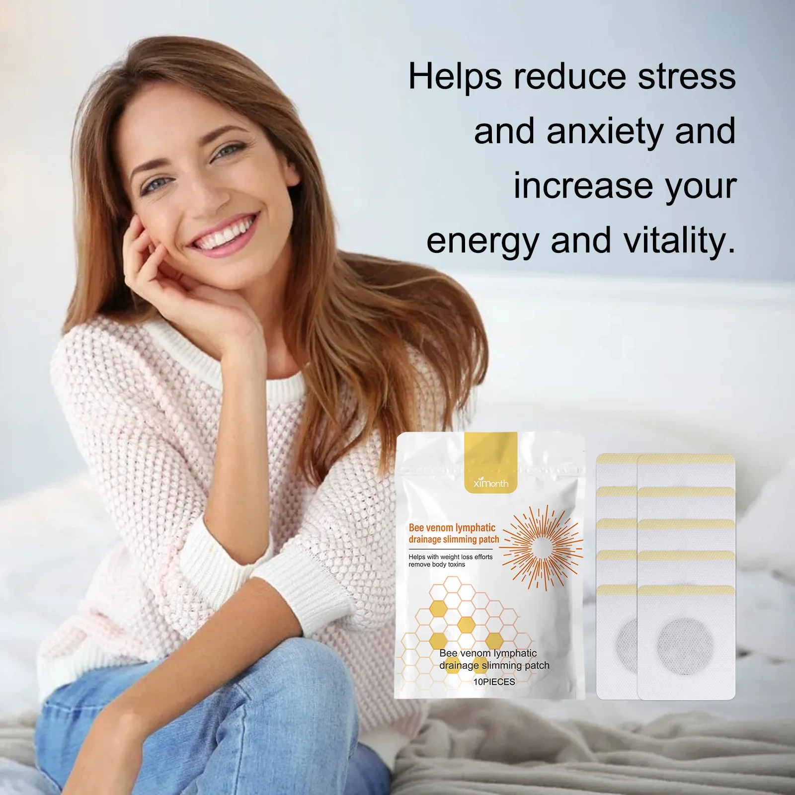 

Ximonth 10 шт., пластырь для похудения с пчелиным ядом, сжигание жира на животе, лимфатический детокс, S, кривая, формирующая похудение, подтягивающие наклейки для тела