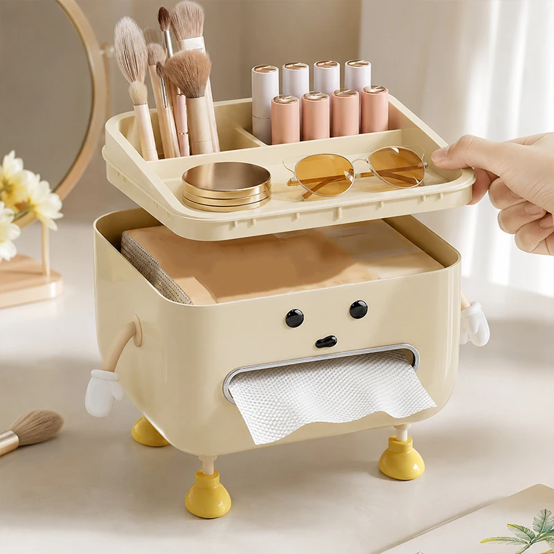 Desktop Paper Towel Box Household Living Room Bedroom Bedside Multi-function Office Dorm Desktop Organizer Box