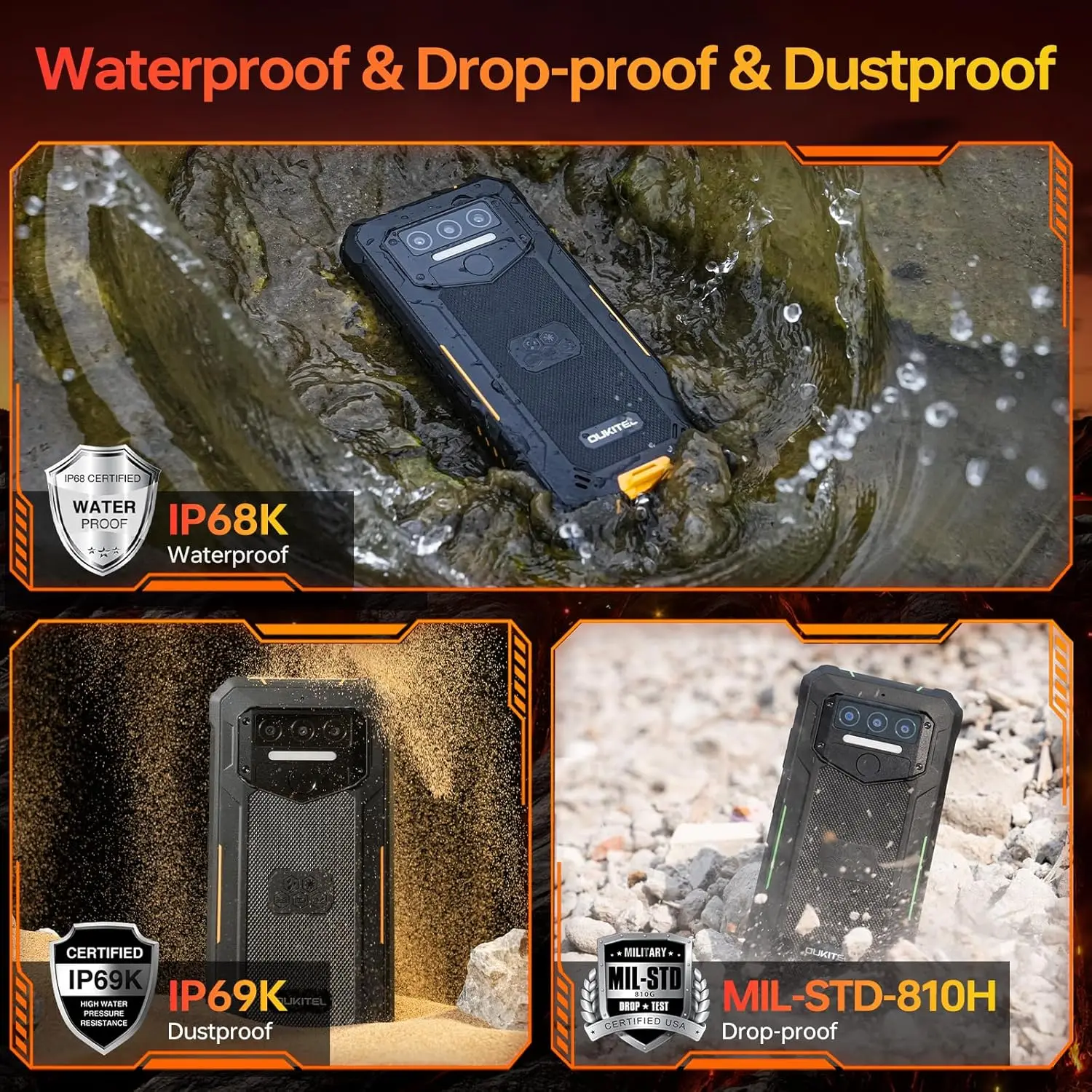 OUKITEL WP23S Rugged Phone Unlocked 2026-10600mAh Battery, 64GB/TF