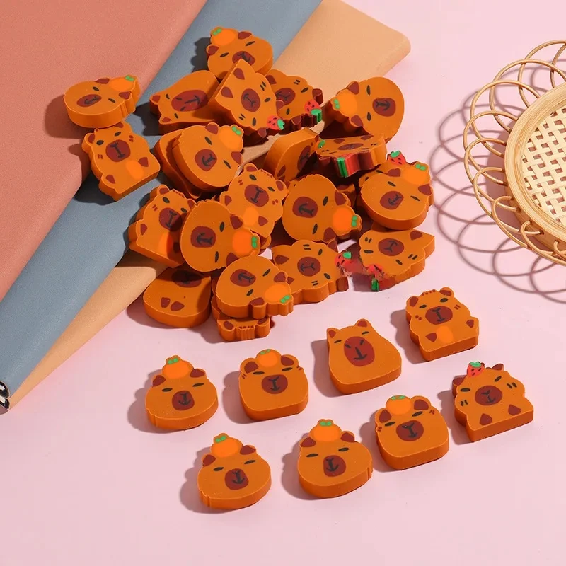 Gommes à crayon animaux de dessin animé, 10 pièces/lot, gommes à crayon créatives et mignonnes pour coupe Capybara, cadeau pour enfants, papeterie scolaire et de bureau Kawaii