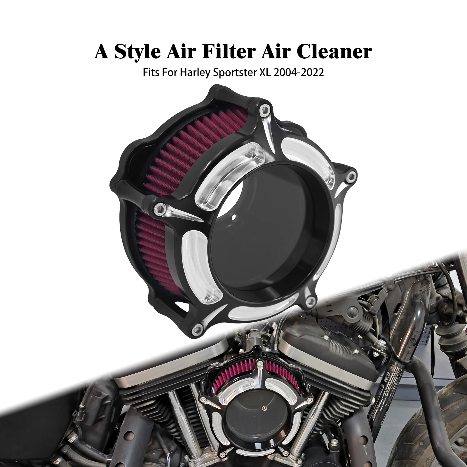 

Motorcycle Transparent Air Filter Red Intake For For Harley 04-22 Sportster 883 1200 48 72