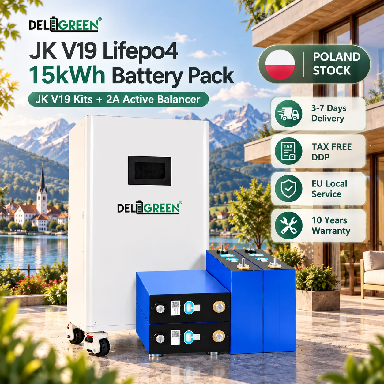 EU Stock Lifepo4 Battery DIY 15kWh 48V CATL280 JK V19 Kit CAN RS485 Rechargeable Battery Pack Solar Storage Tax Free
