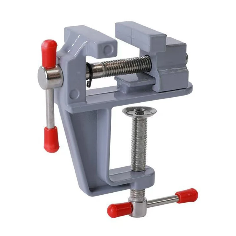 Aluminum Alloy Clamp-On Table Vise Adjustable Threaded Workbench Vise Multi-Purpose Bench Clamp for Small Workpieces Crafting