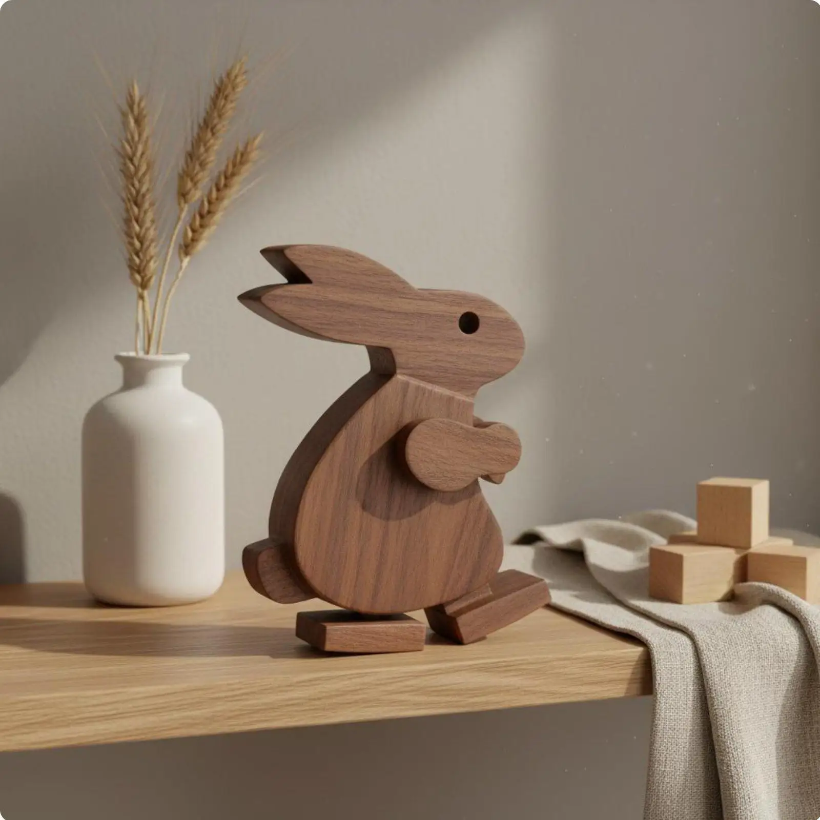 Wooden Walking Animal Cute Design Ramp Ramp-Mover Animal Toy Minimalist Style Tabletop Ornament for Kids, Playroom, Nursery