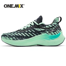 ONEMIX Waterproof Running Shoes Hreen Black Breathable Mesh Racing Run Shoes Men Lightweight Outdoor Sport Shoe Walking Sneakers