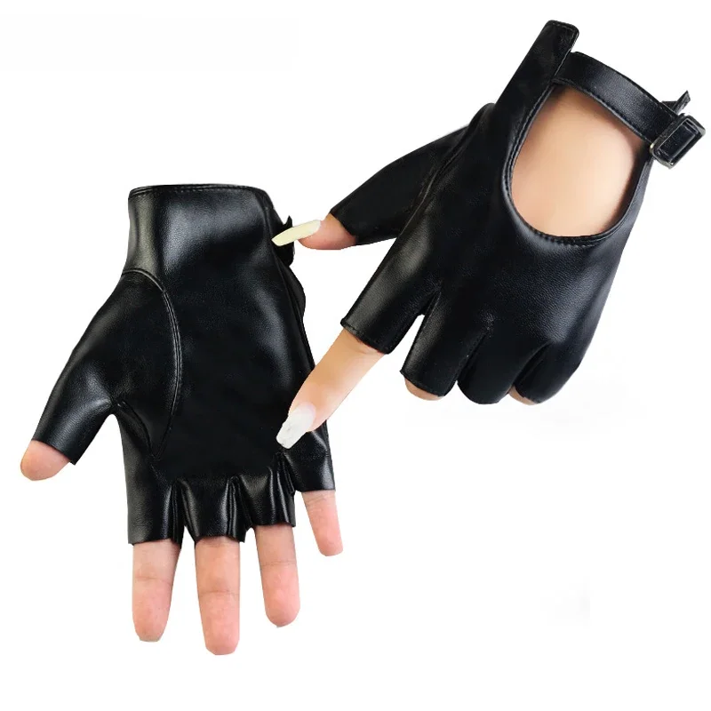AliExpress WarBLade Women Halloween PU Leather Waterproof  Fingerless Gloves Female Half Finger Driving Cycling New Fashion Punk Gloves Dance Gloves