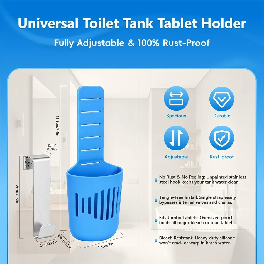 2/1pcs Silicone Toilet Tank Tablet Holder Versatile Toilet Bowl Hanging Cleaner and Deodorizer Hanger
