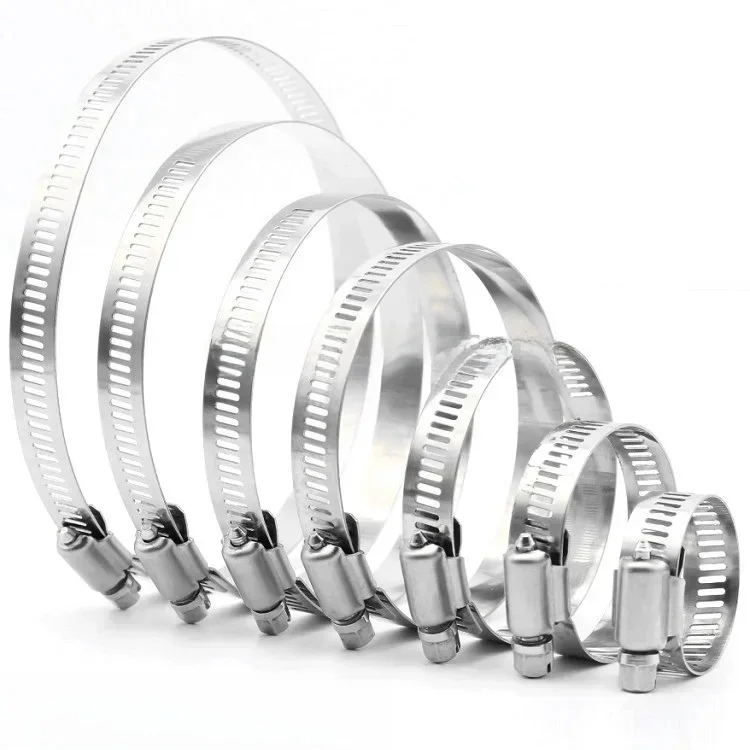 Colliers de serrage pour tuyaux d'entraînement en acier inoxydable, 8mm ~ 120mm, Tri engrenage réglable, Tube de carburant à vis sans fin, tuyau d'eau, Clip fixe, crampes à ressort