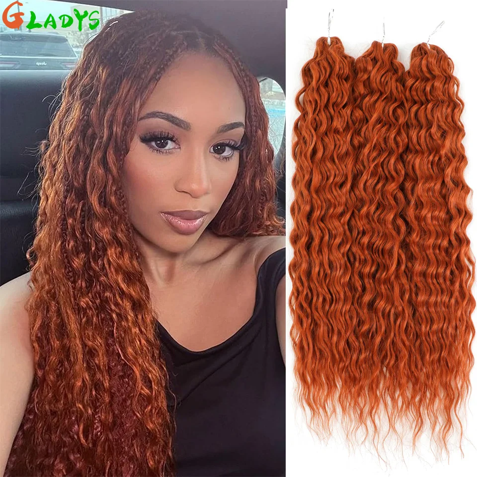 

22 inch Deep Wave Crochet Hair Extension Ariel Water Wave Orange Color Braids Hair Synthetic Hair Twist Curly Hair Extensions