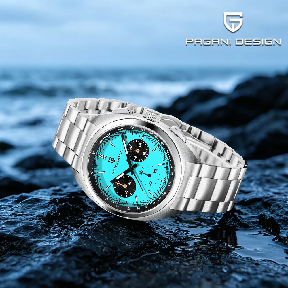 2026Pagani design Panda dial men's watch light luxury Quartz watch Japan Vk63 sports Chronograph Sapphire men's watch waterproof view 4