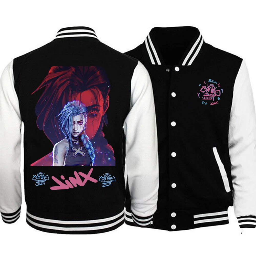 Anime Arcane-Jinx  Baseball Uniform Jacket Button Sports Coat Women Men Team Baseball Jacket Tops