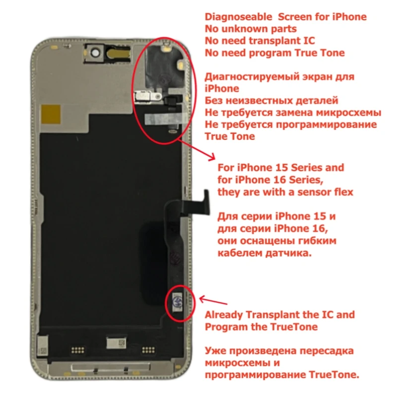 Diagnosable For iPhone 16 Pro Max Screen 17 15Pro 14Pro Max 16 15 Plus Display LCD with 3D Touch Digitizer Assembly Soft OLED RJ image 2