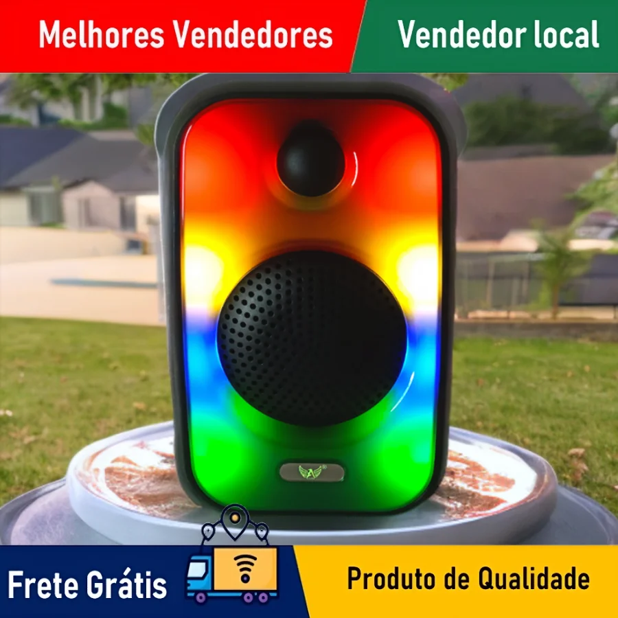 SKYTUR Mini Caixa de som Portátil Amplificada Puro LED RGB Som Potente USB TF Recarregável - Envio Rápido para todo o Brasil