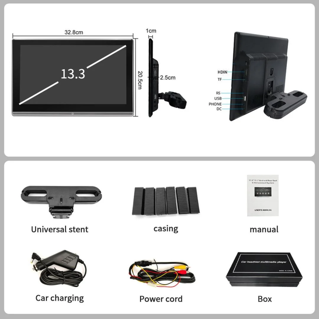 14“13" Headrest Monitor Android 14 Car Display IPS 2K HD For Car Rear Seat Tablet Touch Screen Video Music TV Player HDMI Input - view 6