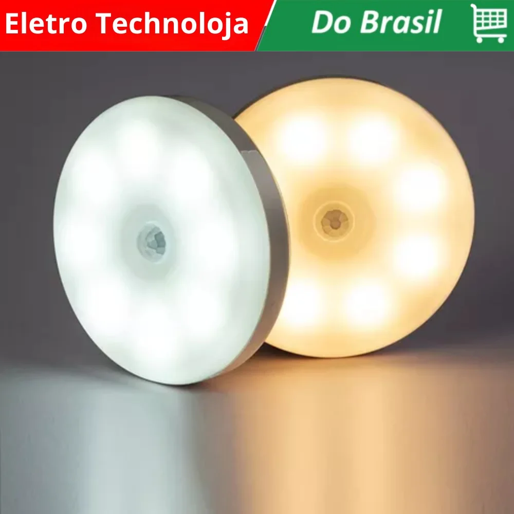 Luminária LED Sem Fio – Sensor de Presença USB Recarregável