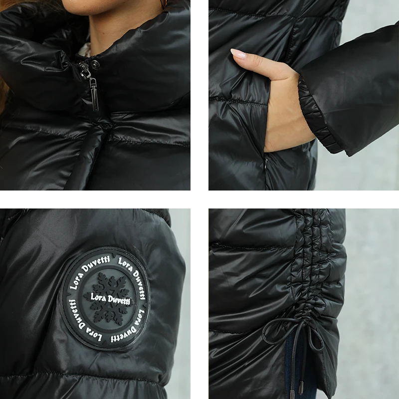 GASMAN-Chaqueta de plumón larga para mujer, abrigo de diseño clásico con cremallera, cinturón de pecho, bolsillo, Parkas de ocio, LD-21729, invierno, 2022