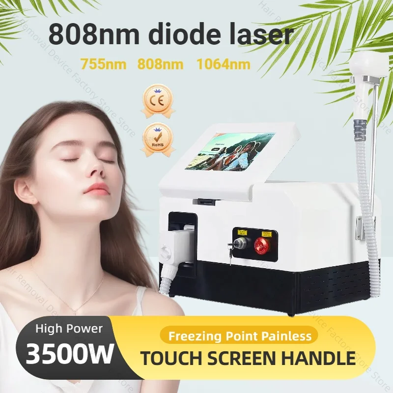 

Diode Laser Hair Removal Machine Ice Platinum Titanium 3 Wavelengths 808 Hair Removal Device Painless Hair Removal 808 755 1064