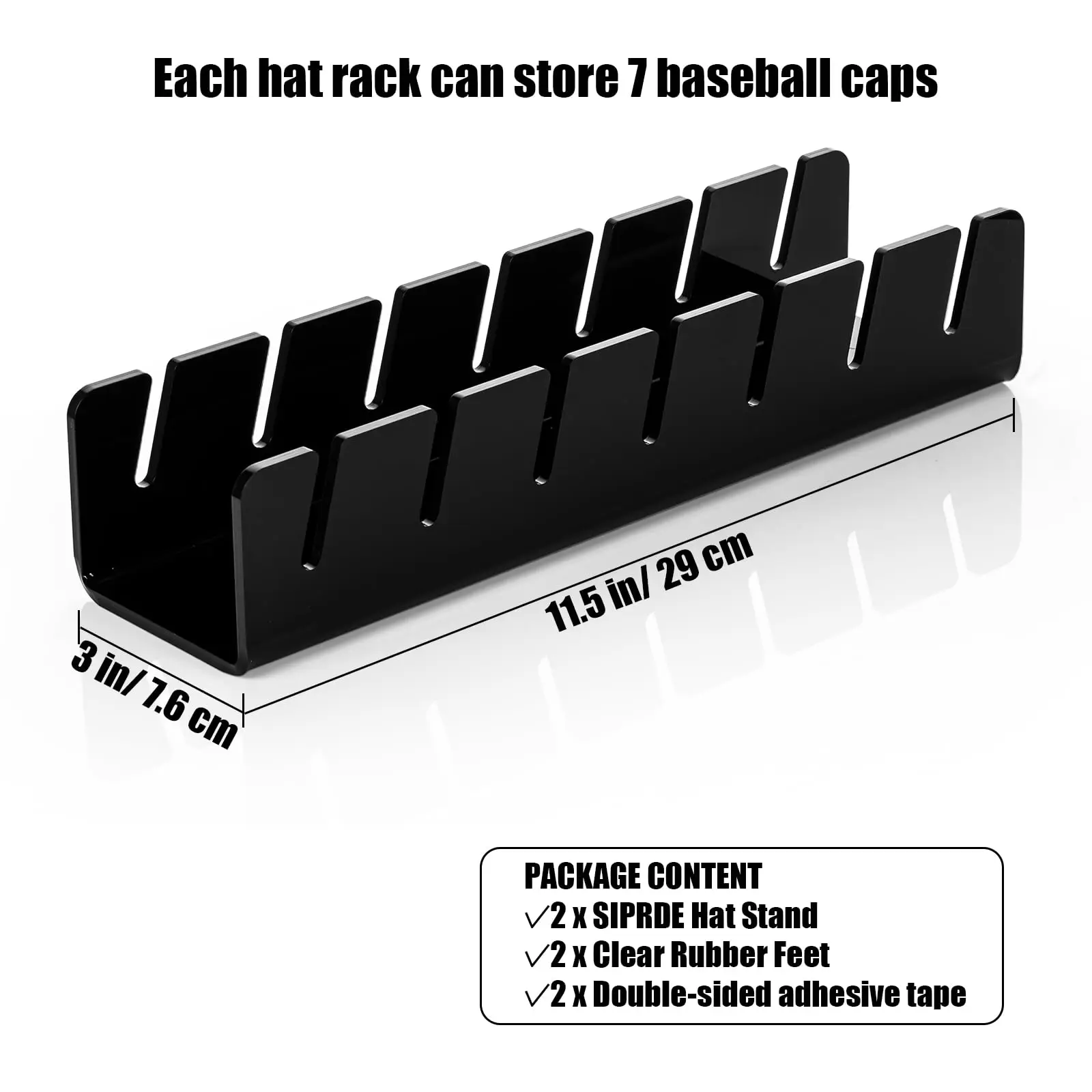 Organisateur de chapeau en acrylique pour casquettes de baseball, porte-chapeau pour 7 casquettes de baseball, sans installation, présentoir pour