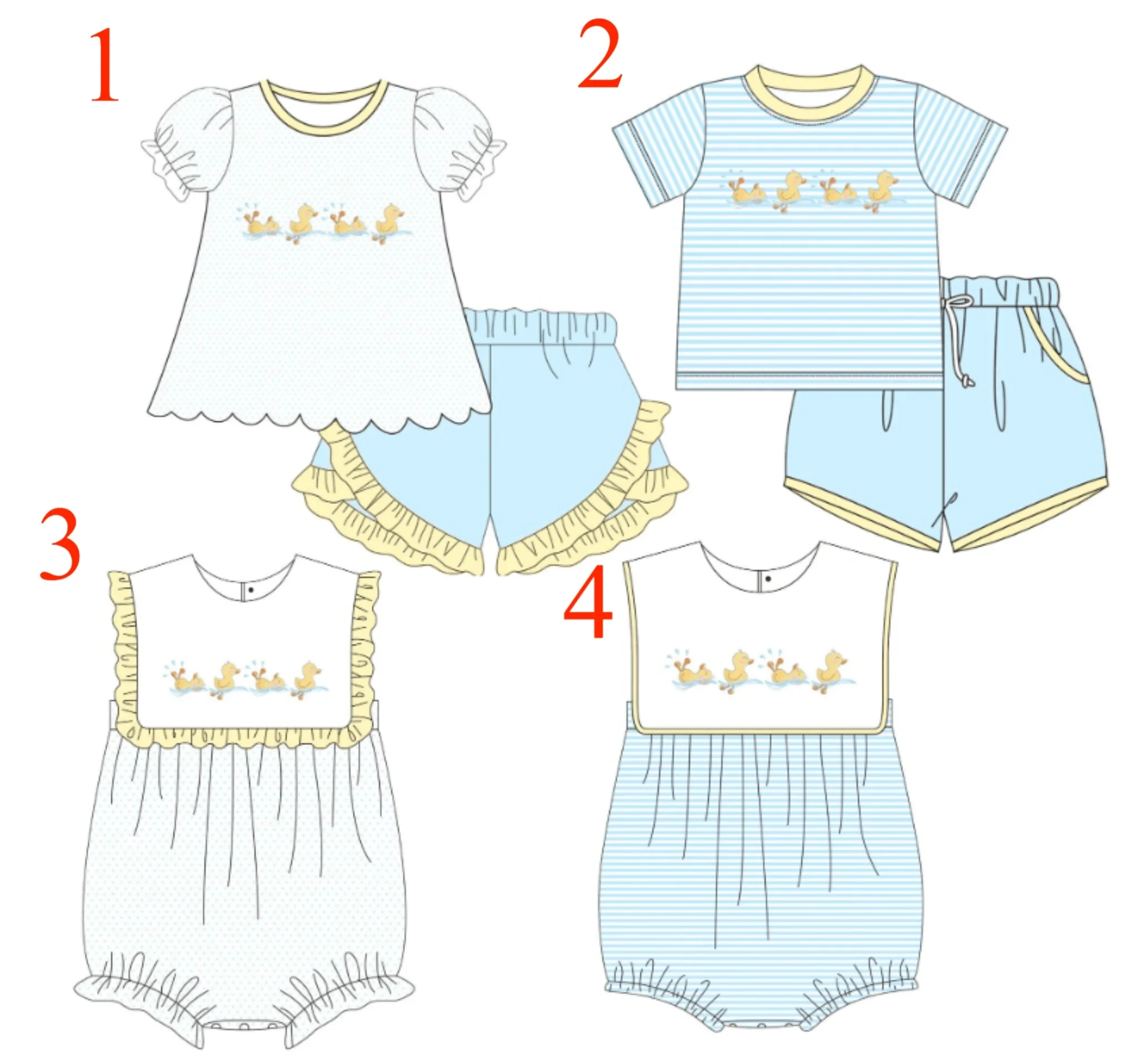 

Summer new design boys and girls short-sleeved suits infant onesies cute cartoon print baby clothes boutique wholesale