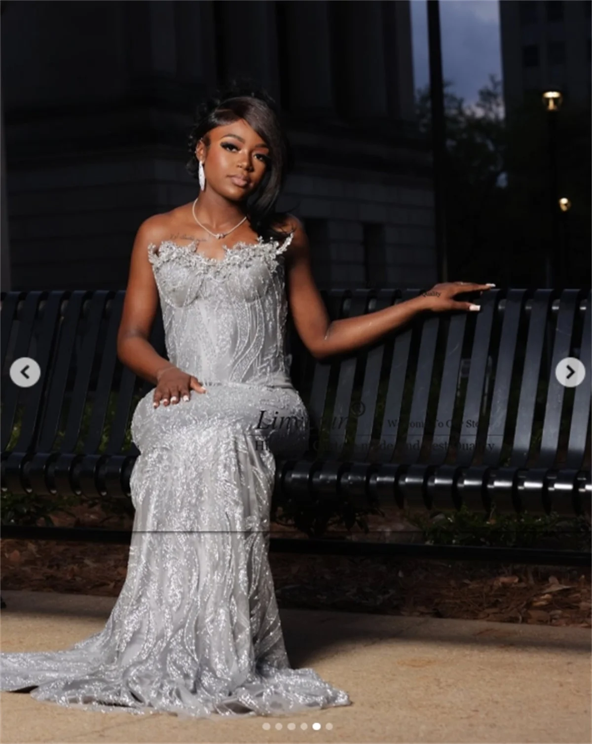 Vestido de fiesta con apliques de lentejuelas brillantes para niñas negras, vestidos africanos de fiesta personalizados, vestidos de noche de encaje 3D Floars