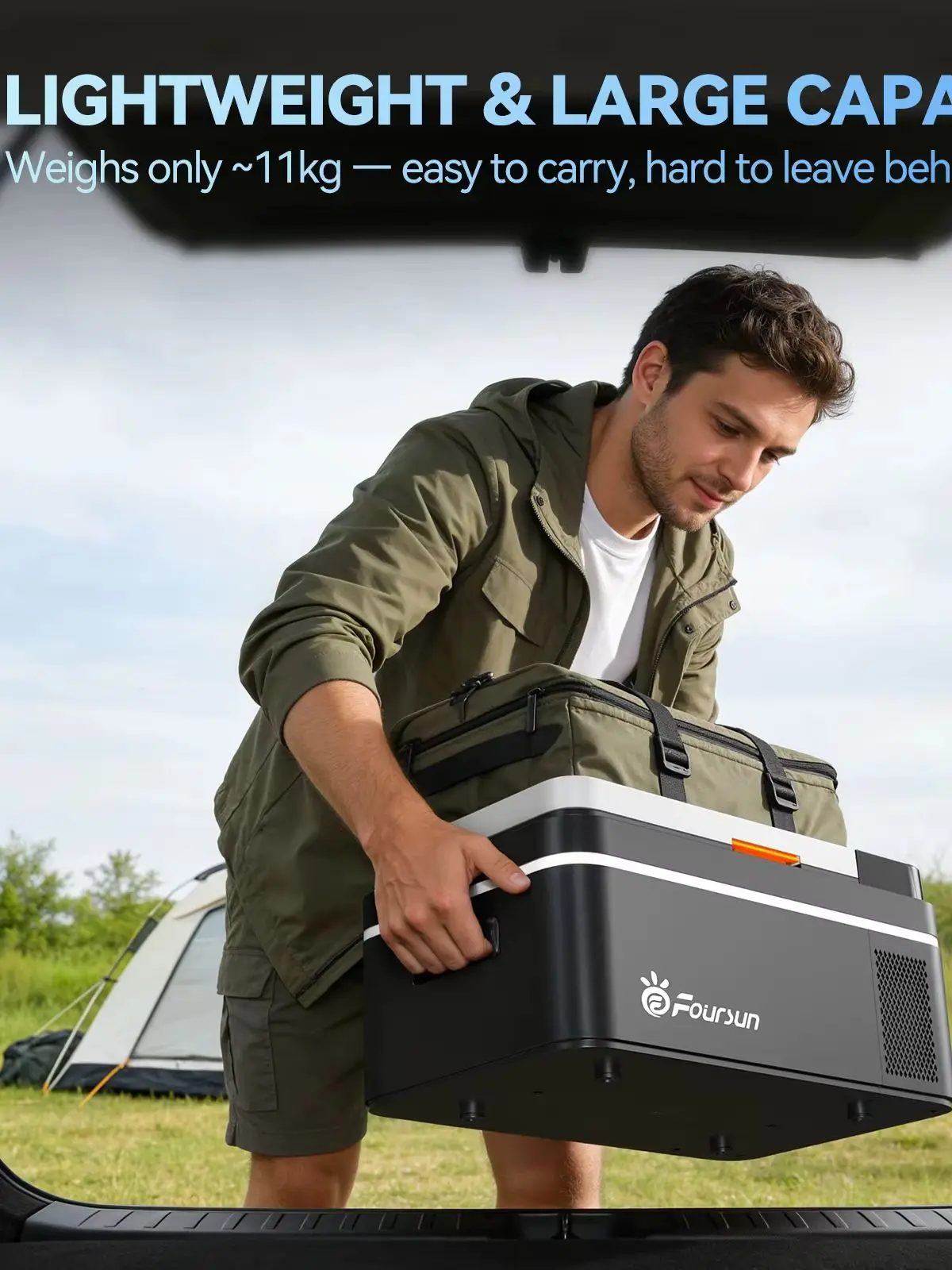 Foursun 21L 25L Auto-Kühlbox, tragbar -20°C ° C Fast Cool, 12/24V DC & AC 100-240V, Dual-Modus für Camping, Reisen, LKW