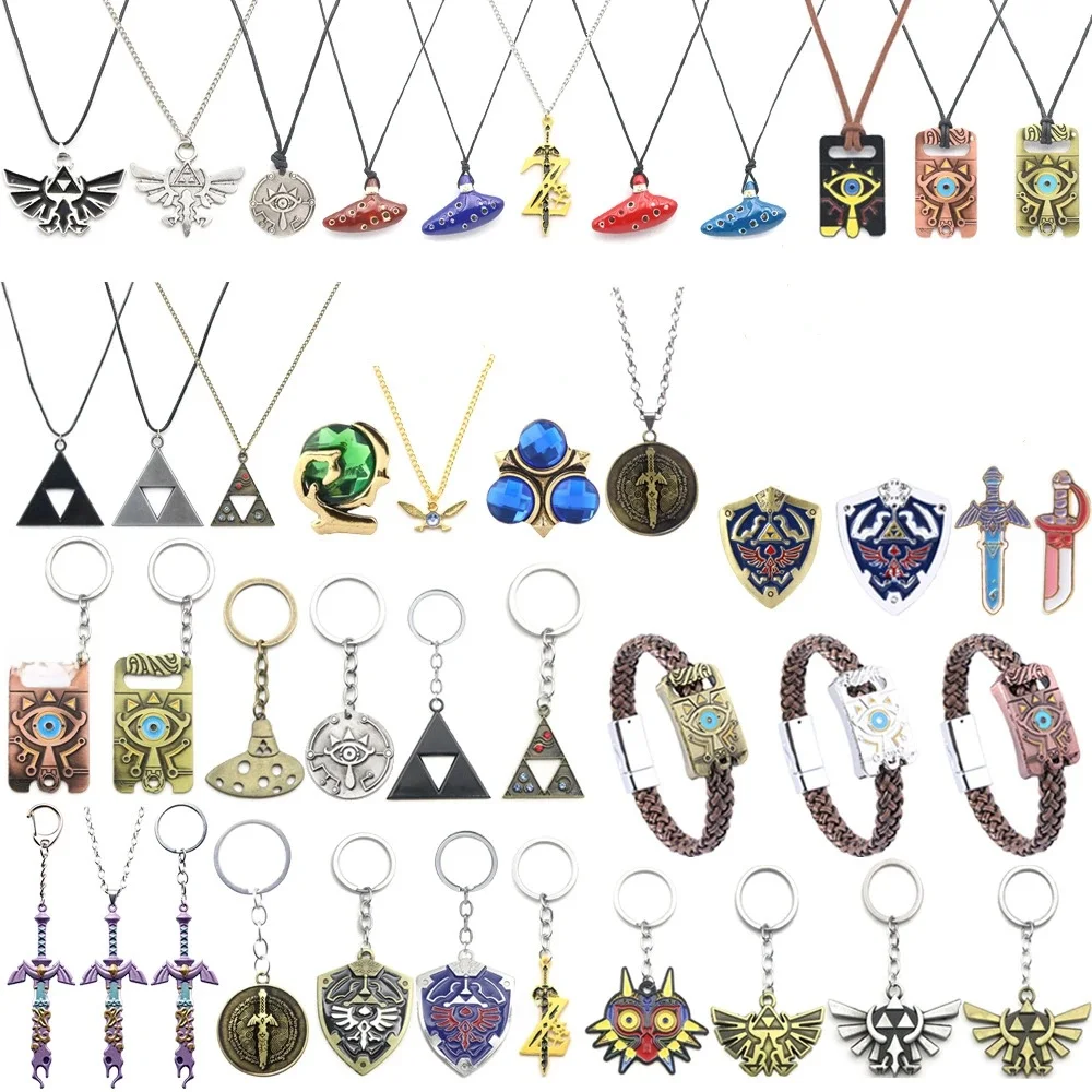 Statue de la série Zeldas Zelda Breath of the Wild Shield Triforce, accessoires de Cosplay, épée de ciel, figurines d'action en métal, cadeaux pour enfants