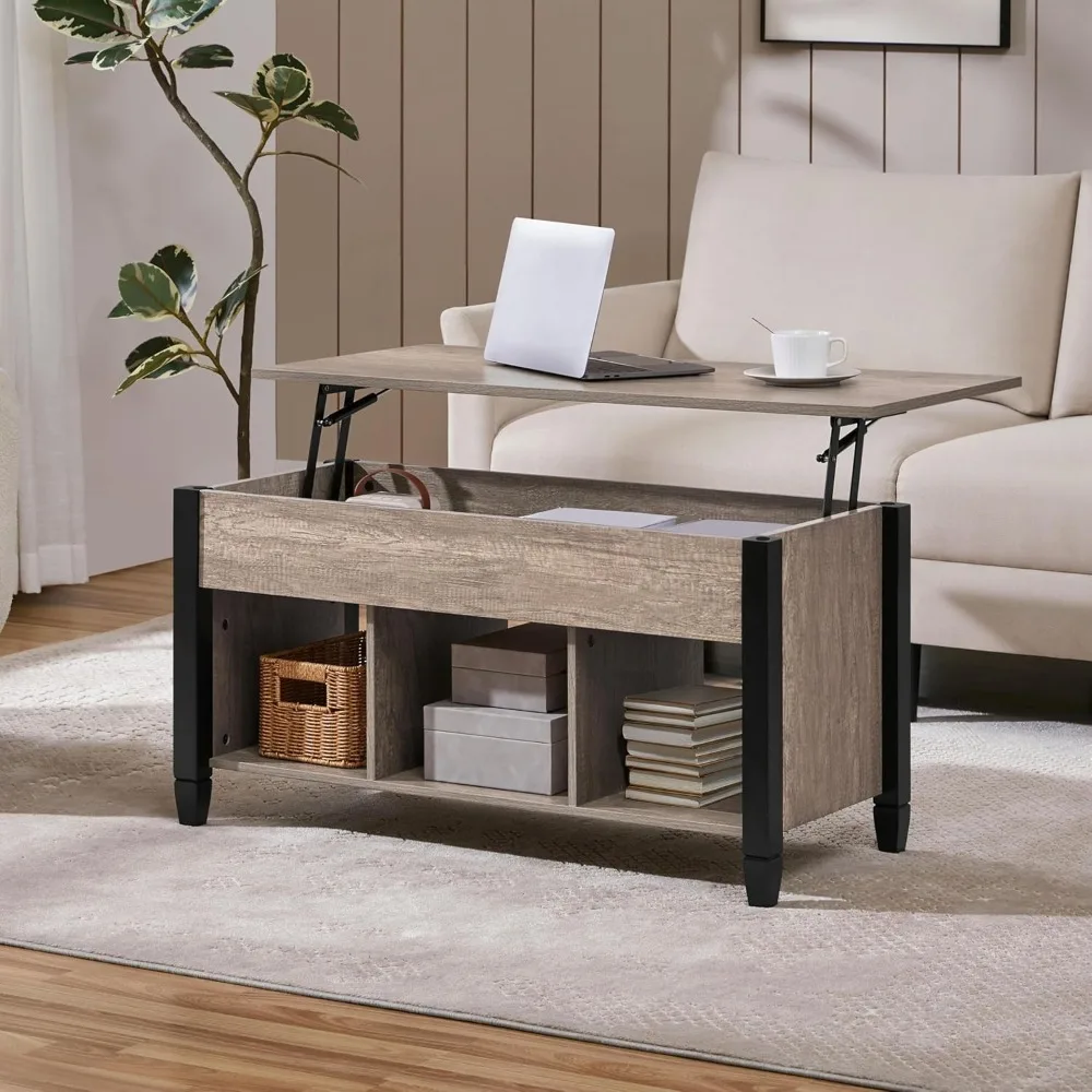 

Coffee Table, Lift Top Coffee Table with Hidden Compartment & Shelf, Lift Up Dining Table for Living Room Reception